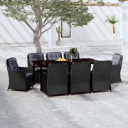 vidaXL 9 pcs conjunto de jantar para jardim preto