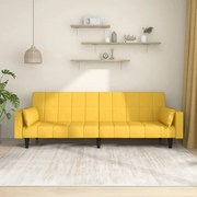 Sofá-cama 2 lugares com duas almofadas tecido amarelo