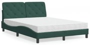 vidaXL Cama com colchão 120x200 cm veludo verde-escuro