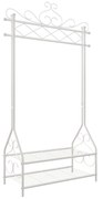 SONGMICS Cabide e suporte vintage para roupas com varão para roupas e 2 prateleiras de metal 92 x 41 x 173 cm (L x P x A) Creme HSR07W