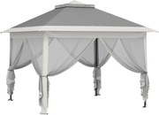 Outsunny Tenda Dobrável 3,3x3,3 m Pop-up Altura Ajustável Teto Duplo Mosquiteiras Removíveis e Bolsa de Transporte Anti-UV Cinzento | Aosom Portugal