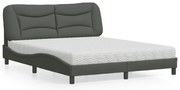 vidaXL Cama com colchão Hvar 160x200 cm tecido cinzento-escuro