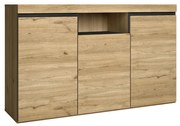 Aparador NATURALE Sala de jantar Cor Carvalho/Preto 3 Portas 1 Oco 81x140x40 cm,
