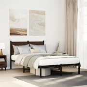 Estrutura de cama sem colchão 120x200cm metal carvalho castanho