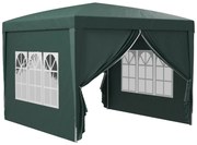 Outsunny Tenda de Jardim com Paredes Laterais Amovíveis Janelas Porta com Zíper e Bolsa de Transporte 295x295x196-258 cm Verde