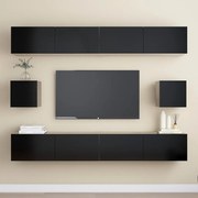 vidaXL 6 pcs conjunto de móveis de TV derivados de madeira preto
