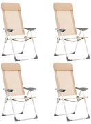 vidaXL Cadeiras de campismo dobráveis 4 pcs alumínio creme