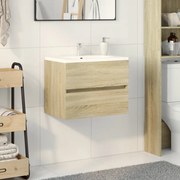 vidaXL Armário de lavatório 60x38,5x45cm contraplacado carvalho sonoma