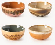 Taças para molhos com vidrado reativo artesanal 70's, conjunto de 4