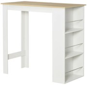 HOMCOM Mesa de Bar de Bistrô com 3 Prateleiras com Suporte Estilo Moderno para Cozinha e Sala de Jantar 112x57x106 cm Branco