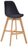 Banco de bar Cannes em veludo e com estrutura de Cor Natural 48 x 112 x 56 cm Preto