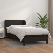 vidaXL Cama com molas/colchão 90x200 cm couro artificial preto