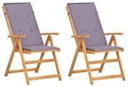 vidaXL Cadeiras jardim reclináveis 2pcs madeira acácia maciça castanho