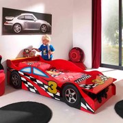 Conjunto Cama Infantil RACE CAR BED + COLCHÃO 70x140CM Vermelha