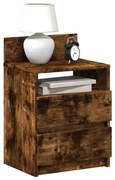 vidaXL Mesa de cabeceira com 2 gavetas 40x33x60 cm carvalho fumado