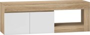 HOMCOM Móvel de TV com 2 Portas Prateleira Aberta Móvel de TV Televisóres de 60 Polegadas 140x40x48 cm Branco e Madeira | Aosom Portugal