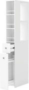 HOMCOM Móvel de Casa de Banho Alto Slim 135cm com 2 Gavetas, 2 Prateleiras Laterais, 3 Compartimentos, 18x40x135 cm, Branco | Aosom Portugal