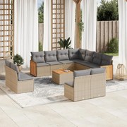 vidaXL 12 pcs conjunto de sofás p/ jardim com almofadões vime PE bege