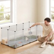 Parque para animais de estimação com placas de base em plástico 145 x 72 x 57 cm branco