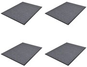 Tapetes de porta PVC 4 pcs 90x60 cm cinzento
