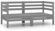 vidaXL Sofás canto para jardim 2 pcs madeira de pinho maciça cinzento