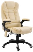 Cadeira de Escritório c/ Função Massagem Couro Artificial Creme
