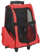 PawHut Transportadora 2 em 1 Animais Estimação Mochila Carrinho Viagem Gatos 2 Rodas Alça Retrátil Armazenamento 42x25x55cm Vermelho | Aosom Portugal