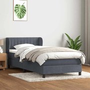 vidaXL Cama com molas/colchão cinza-escuro 90x210 cm veludo