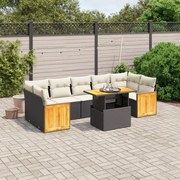 vidaXL 8 pcs conjunto sofás de jardim com almofadões vime PE preto