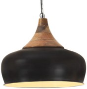 vidaXL Candeeiro teto industrial 45cm E27 ferro preto e madeira maciça