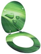 vidaXL Assento sanita c/ tampa MDF design gotas de água verde