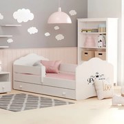 Cama infantil ilustração princesa FALA branca 160x80 com gaveta - colchão e estrado incluído