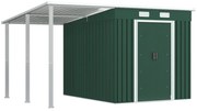 vidaXL Abrigo de jardim com alpendre 346x236x181 cm aço verde