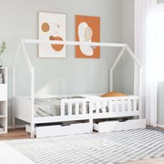 vidaXL Estrutura de cama infantil c/ gavetas 90x190 cm pinho maciço
