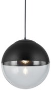 Candeeiro de pendente retro preto com vidro transparente 35 cm - Eclipse Retro