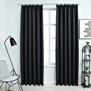 Cortinas blackout com ganchos 2 pcs 140x225 cm preto