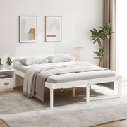 vidaXL Cama para idosos king size 150x200 cm pinho maciço branco