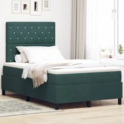 Cama Box Spring com Colchão Verde Escuro 120x200 cm Veludo