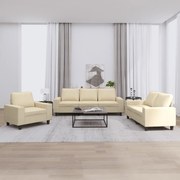 3 pcs conjunto de sofás tecido cor creme