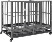 vidaXL Jaula para cães com rodas aço 102x72x85 cm