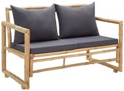vidaXL Banco de jardim com almofadões 115 cm bambu