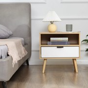Mesa de Cabeceira de Estilo Moderno Mesa Auxiliar com 1 Gaveta e 1 Pra