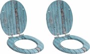 vidaXL Assento de Sanitário com Fechamento Suave 2 pcs Azul 44 x 38 cm
