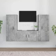 vidaXL Conjunto móveis de TV 3 pcs madeira processada cinzento cimento