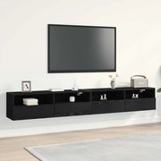 vidaXL Armário de TV de Parede 2 pcs Carvalho preto 100 x 30 x 30 cm