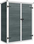 Outsunny Abrigo para Ferramentas 0,8 m² Galpão com Prateleiras Dobráveis 134x68,5x170 cm Plástico com Porta Dupla Fechável e Base | Aosom Portugal