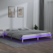 Estrutura cama LEDs 180x200 cm super king madeira maciça branco