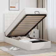 Cama otomana com colchão 100x200 cm couro artificial branco