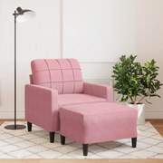 vidaXL Poltrona com apoio de pés 60 cm veludo rosa