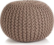 vidaXL Pufe tricotado à mão algodão 50x35 cm castanho